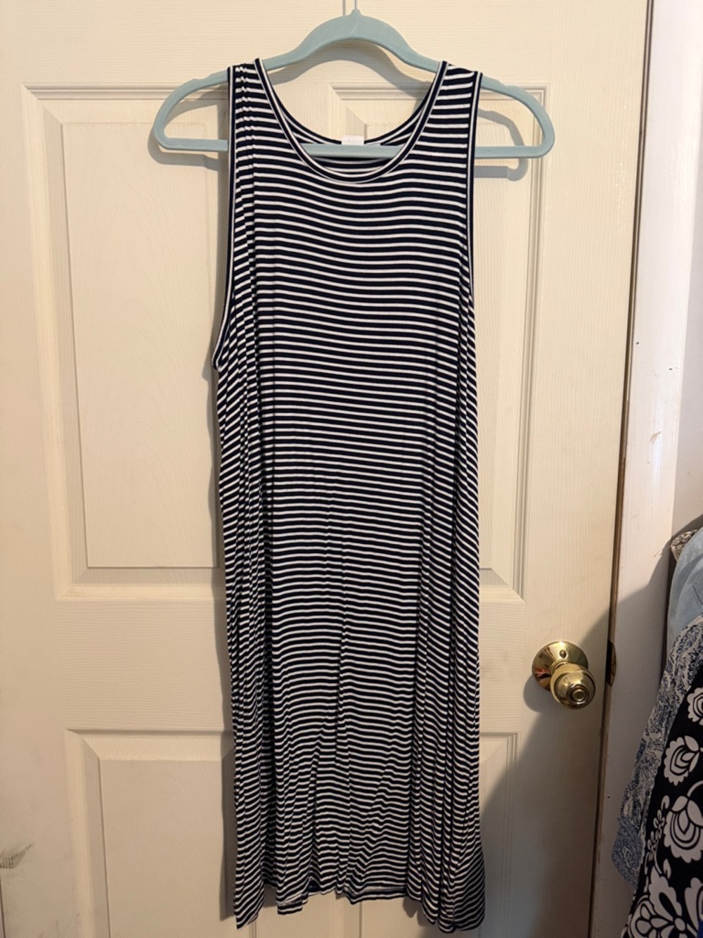 GAP Black and White Striped Sleeveless Midi Dress
